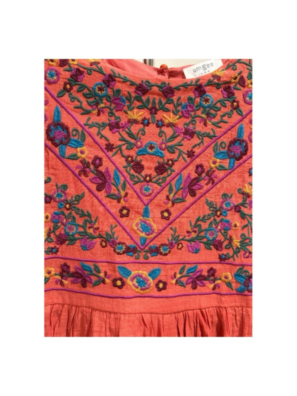 Umgee Orange Boho Bliss Embroidered Tunic Top Size L (NWOT) - Picture 4 of 7